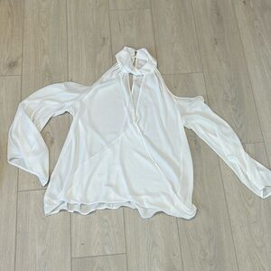Silky off the shoulder low cut cross neck blouse
